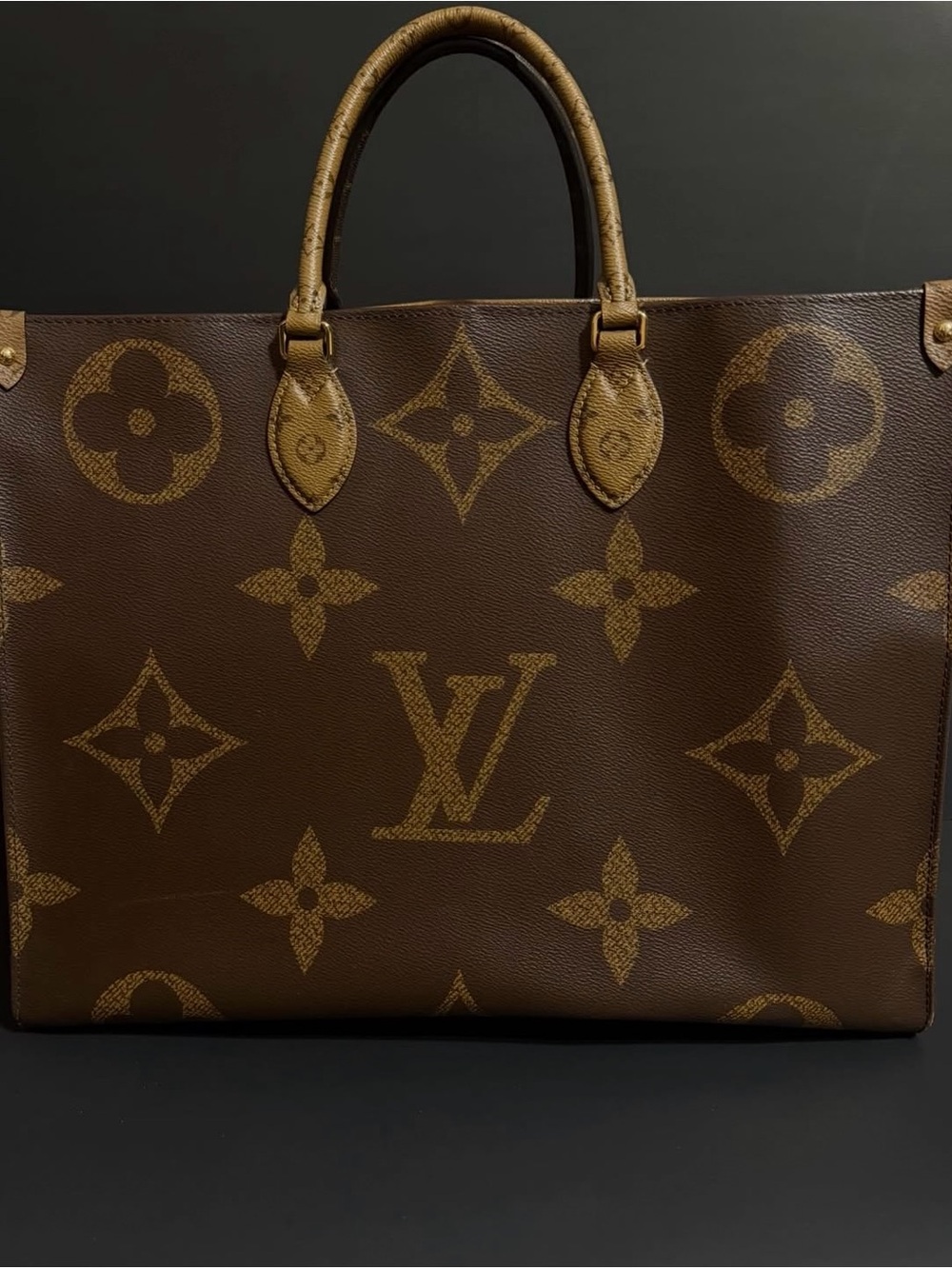 Louis Vuitton Brown Monogram Tote with Tan Accents